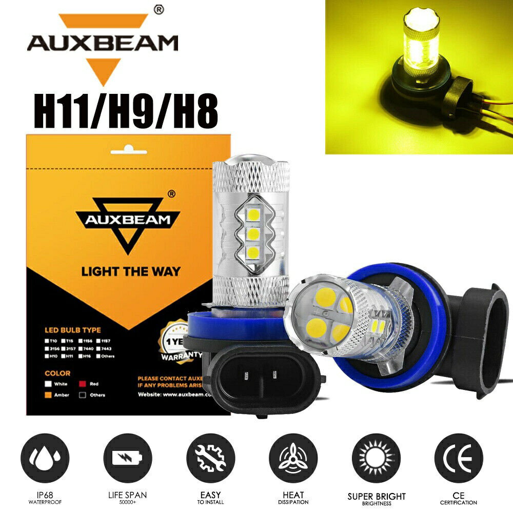 ホンダシビック2006-2019イエロープロジェクターLEDフォグドライビング電球についてはAUXBEAM AUXBEAM For Honda Civic 2006-2019 Yellow Projector LED Fog Driving Light Bulbs