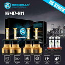 4面H7 + H7 + H11 LEDヘッドライトバルブキット高低ビームフォグランプ6000K 6X 4 Sides H7+H7+H11 LED Headlight Bulb Kits High Low Beam Fog Lights 6000K 6X(2)