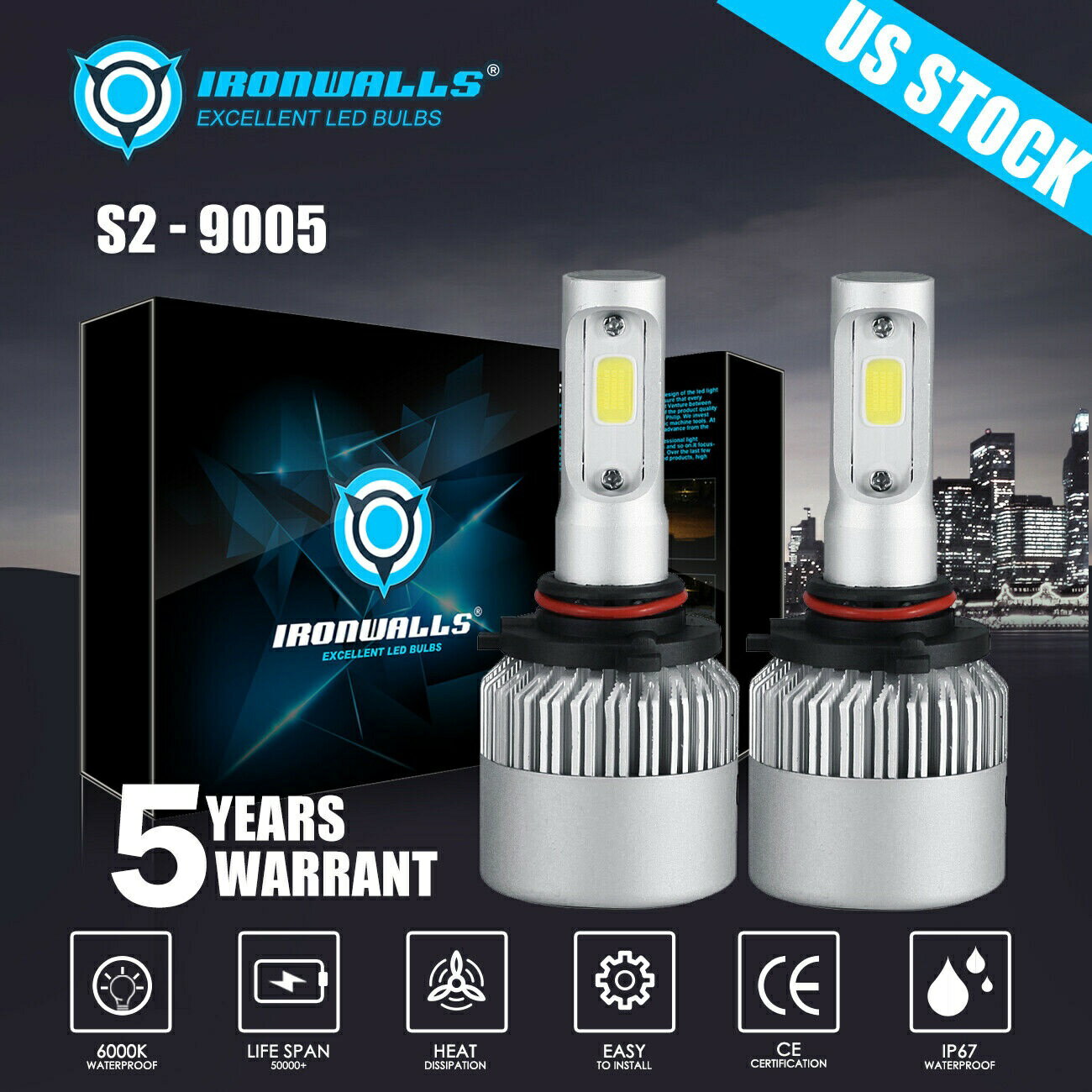 IROWNALLS 9145 9140 H10 LEDフォグドライビング電球スーパーホワイト300000LM 6000K IROWNALLS 9145 9140 H10 LED Fog Driving Light Bulbs Super White 300000LM 6000K