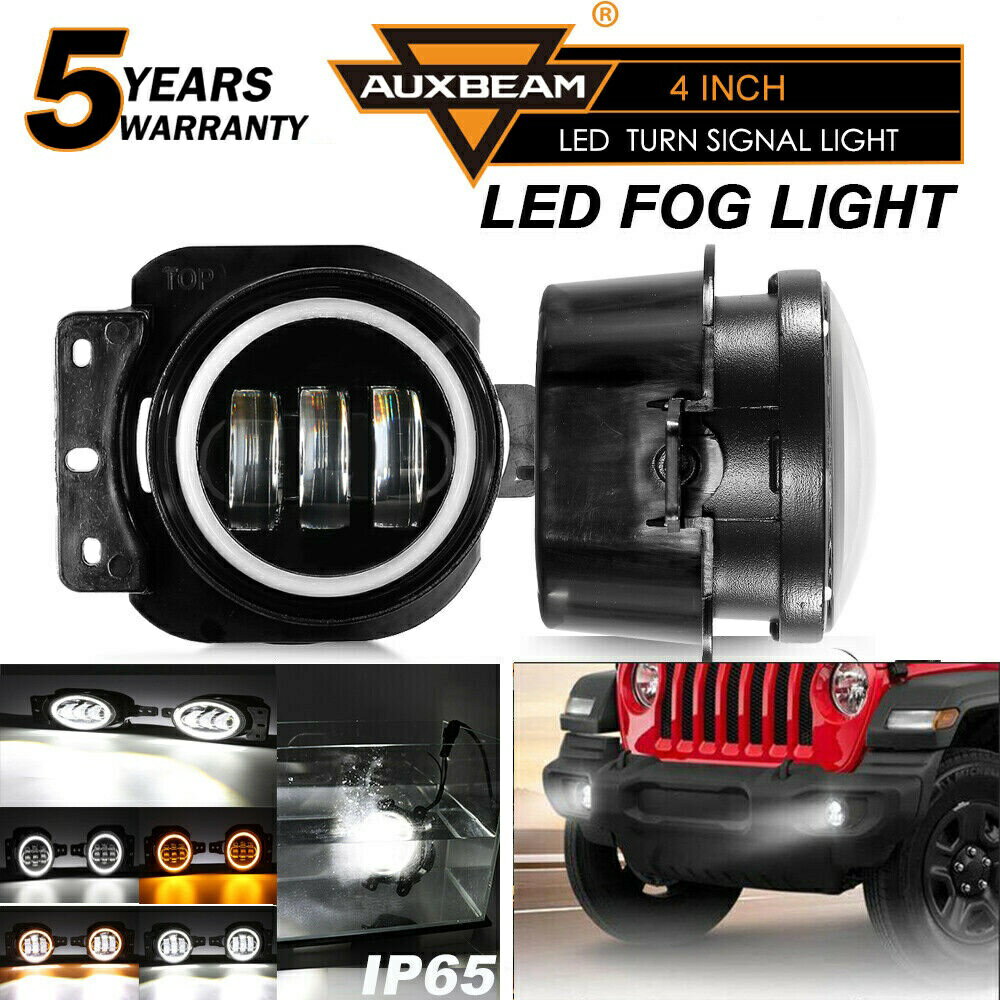 楽天カスタムパーツ WORLD倉庫AUXBEAMホワイト＆＃038;アンバー4''inch LEDスポットフォグランプランプはジープラングラーJLに適合18+ AUXBEAM White & Amber 4''inch LED Spot Fog Lights Lamp Fits Jeep Wrangler JL 18+