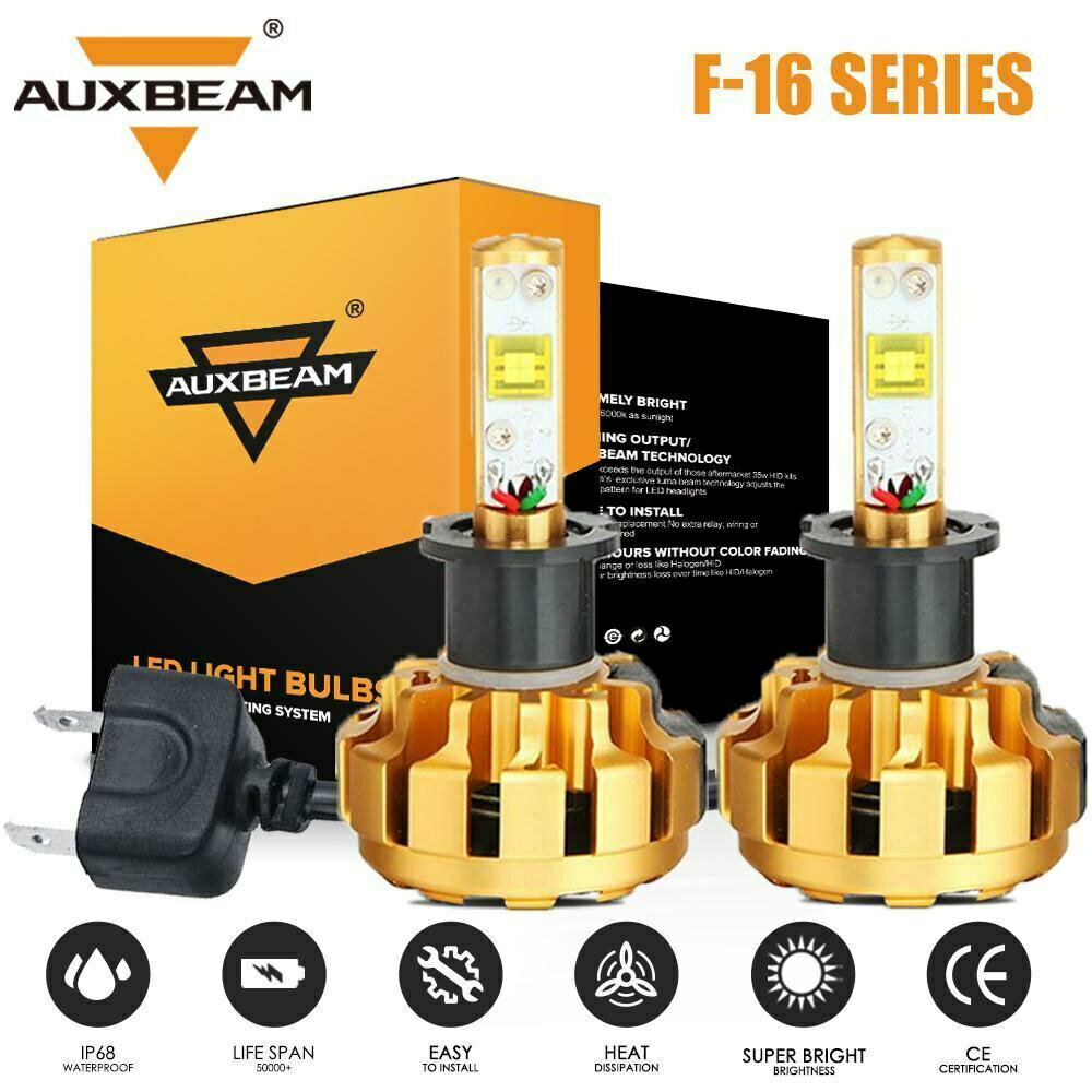 2倍AUXBEAM H3 LEDヘッドライトの変換キット60W 6000LM霧光ビーム6000K電球 2x AUXBEAM H3 LED Headlight Conversion Kit 60W 6000LM Fog Light Beam 6000K Bulbs 1