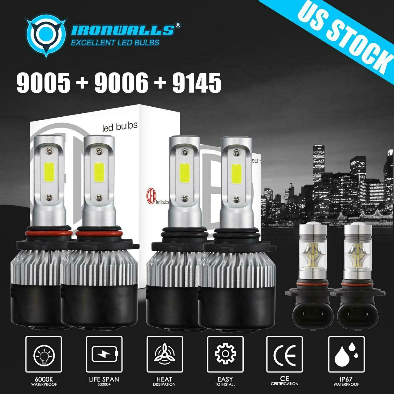 9005フォードエクス03-06 Explorerの9006 LEDヘッドライト+ 9145フォグランプ04-05 9005 9006 LED Headlight+9145 Fog Lamp for Ford Expedition 03-06 Explorer 04-05