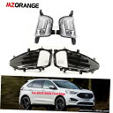 2019 2020フォードエッジランプクロームベゼルセット用のLEDフロントバンパーフォグランプカバー LED Front Bumper Fog Lights ...