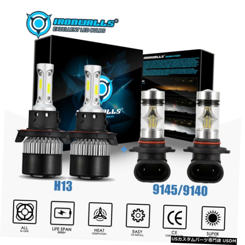 4倍6000K LEDヘッドライトのHi /低+フォグ電球コンボ - 2004年から2014年のフォードF-150の場合 For 2004-2014 Ford F-150 - 4x 6000K LED Headlight Hi/Low + Fog Light Bulbs Combo