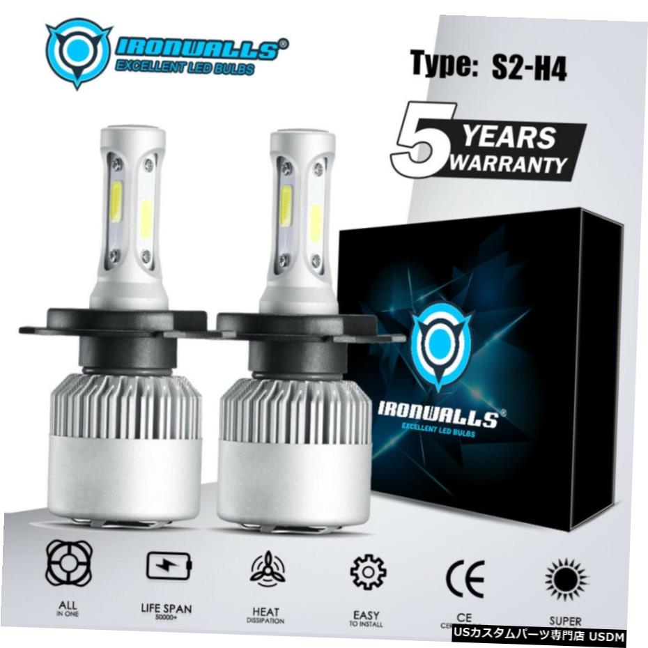 IRONWALLS 3¦H4 9003 HB2 LEDإåɥ饤ȵ庬2400W 360000LMӡ IRONWALLS 3-Side H4 9003 HB2 LED Headlight Bulbs 2400W 360000LM High Low Beam