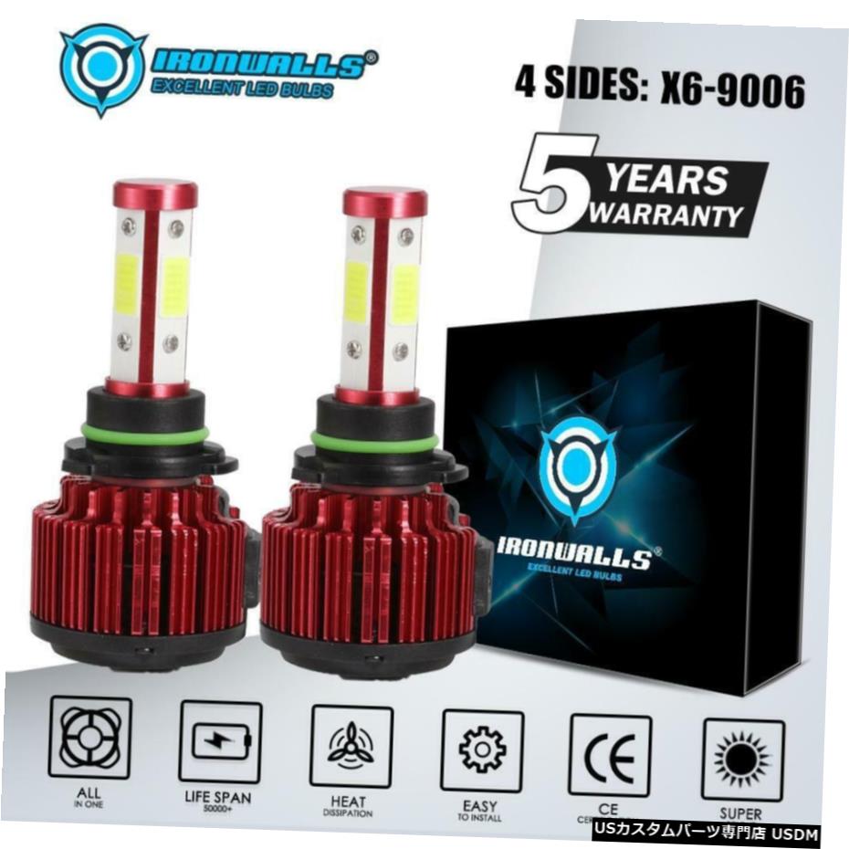 IRONWALLS 9006 HB4 4-LEDإåɥ饤ȥå2500W 375000LMŵ6000Kۥ磻 IRONWALLS 9006 HB4 4-Sides LED Headlight Kit 2500W 375000LM Bulbs 6000K White