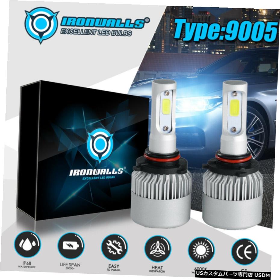 IRONWALLS 9005 LEDإåɥ饤ȥХ֥ϥӡ6000Kѡ֥饤ȥۥ磻ȥ饤2PCS IRONWALLS 9005 LED Headlight Bulb High Beam 6000K Super Bright White Light 2PCS