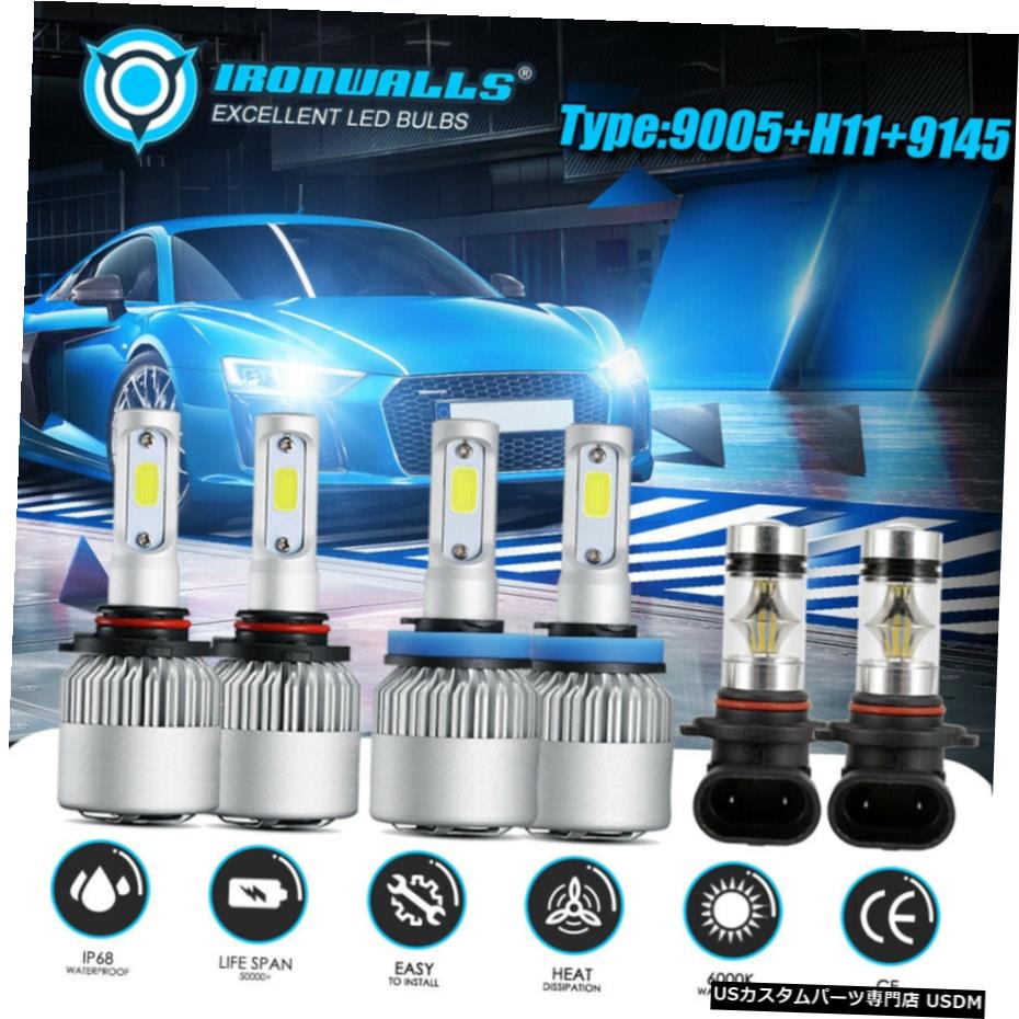 ダッジラム1500 2500 3500 2009-2018のための6X 6000K LEDヘッドライトハイロー+フォグランプ 6X 6000K LED Headlight Hi-Lo + Fog Light for Dodge Ram 1500 2500 3500 2009-2018