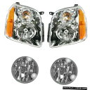 GMCユーコンSUVの新4のヘッドライトフォグドライビングライトランプキットLH RHセット Headlight Fog Driving Light Lamp ...