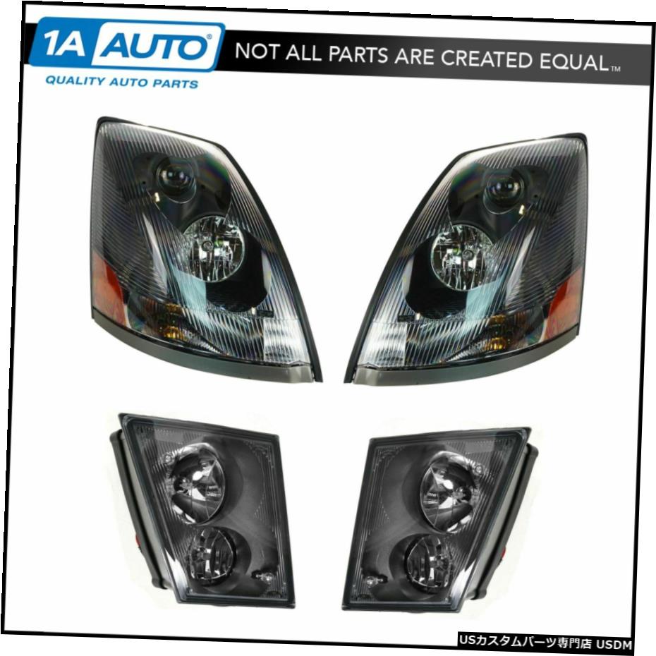 ボルボVNL新4のヘッドライトヘッドランプフォグランプベゼルブラックエアロレンズキットセット Headlight Headlamp Fog Lamp Black Bezel Aero Lens Kit Set of 4 for Volvo VNL New