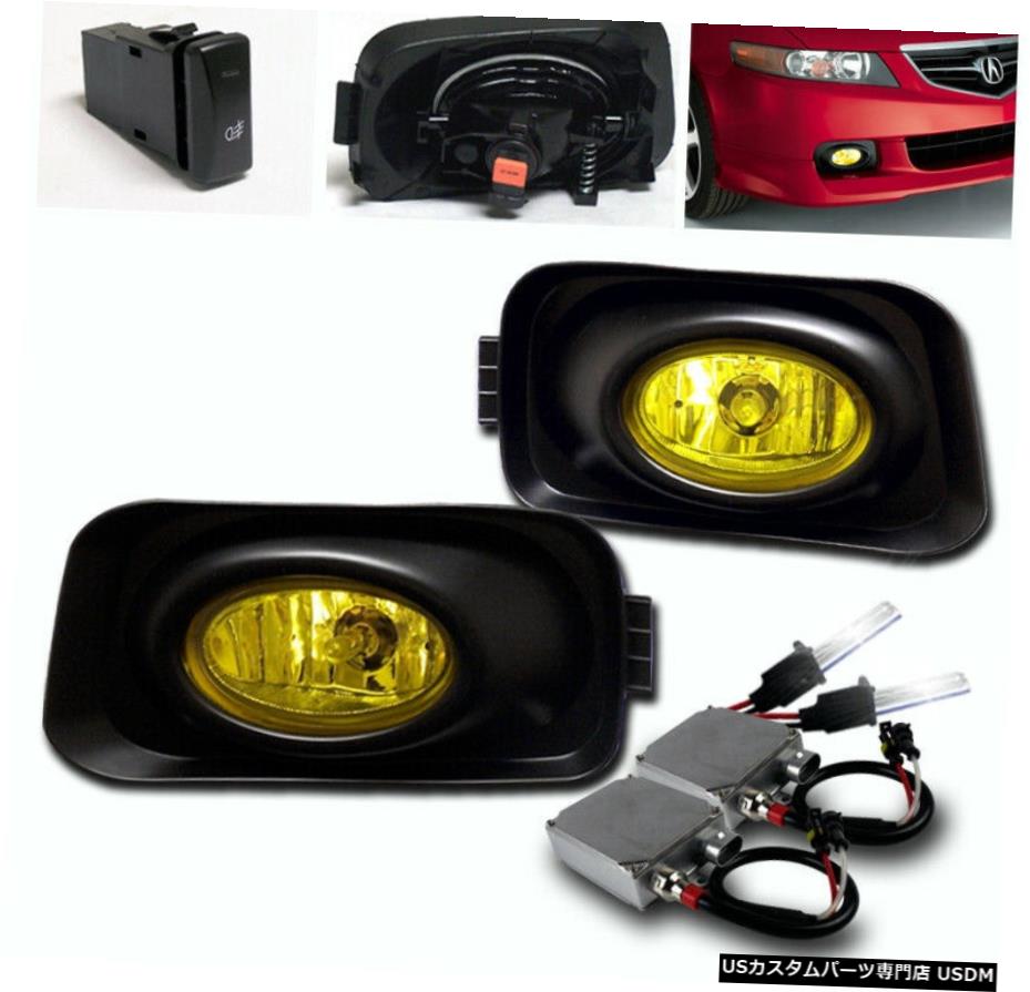 2004-2005 FOR ACURA TSX 4DR YELLOWフロントロアバンパーフォグランプLAMP + 50W 6K HID FOR 2004-2005 ACURA TSX 4DR YELLOW FRONT LOWER BUMPER FOG LIGHTS LAMP+50W 6K HID