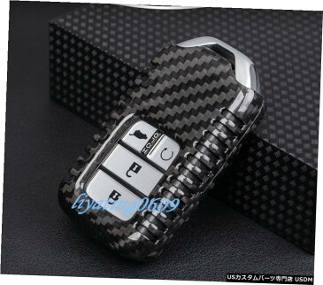 エアロパーツ ブラックレアルカーボンファイバーホンダアコード18-19用のリモートキーケースフォブのシェルカバー Black Real Carbon Fiber Remote Key Case Fob Shell Cover For Honda Accord 18-19
