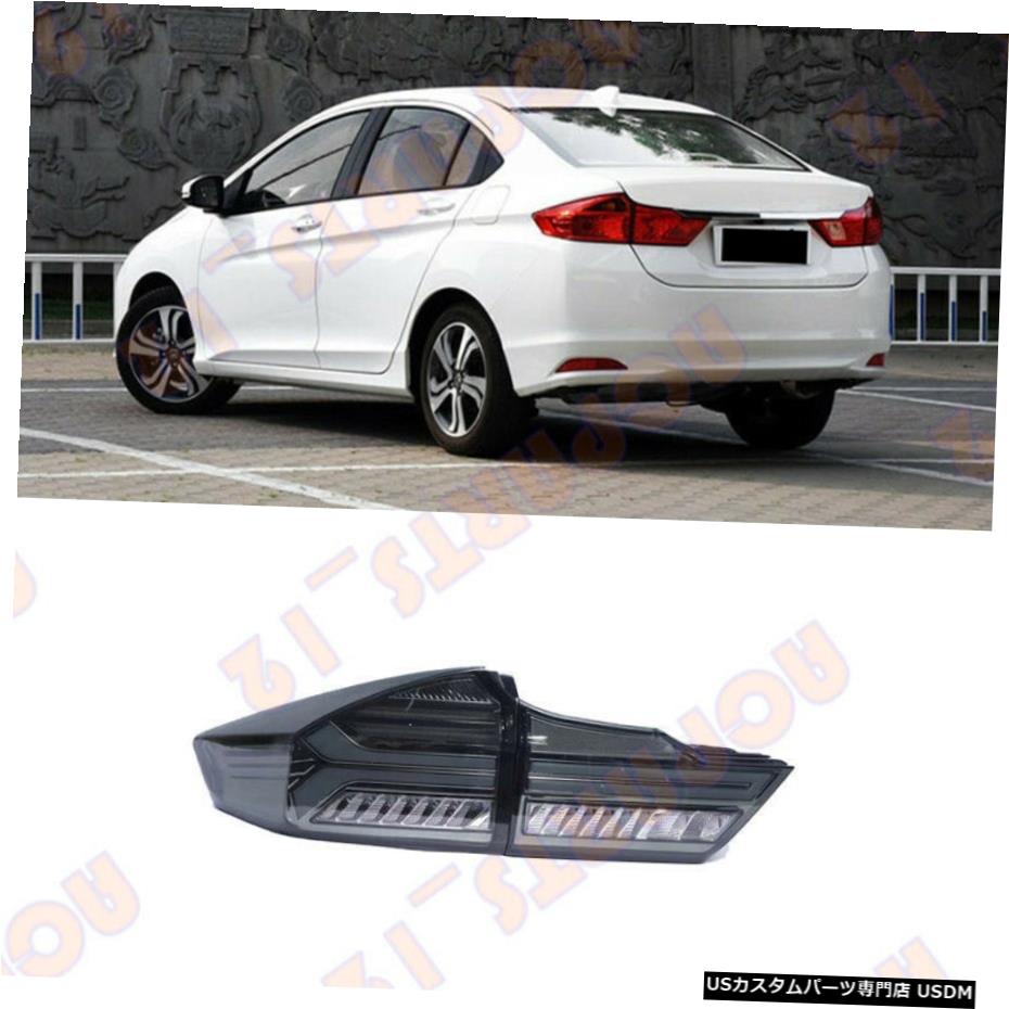 エアロパーツ ダイナミックでホンダCITY 15-18スモーク黒LEDテールライトアッシーは、ウインカーについて For Honda CITY 15-18 Smoked black LED tail light Assy with Dynamic Turn Signal