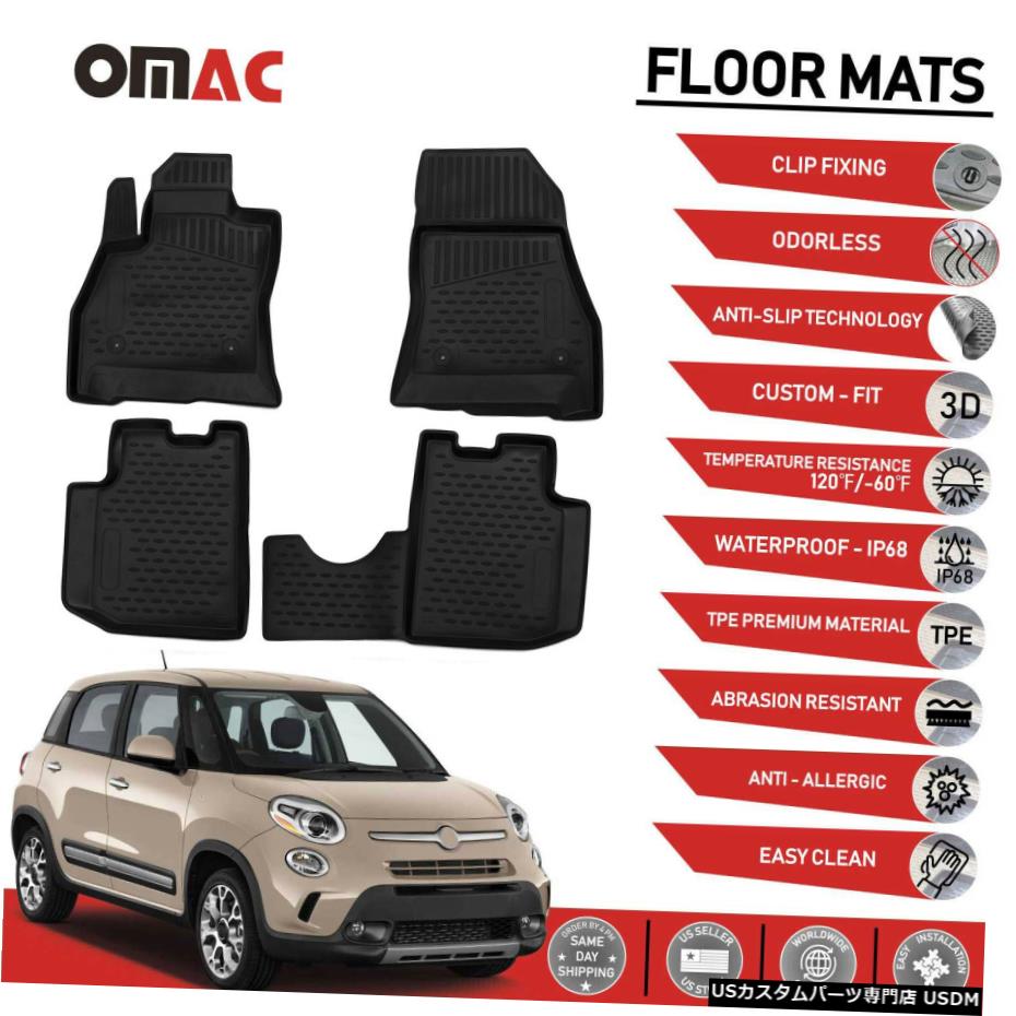 Floor Mat フロアマットライナー3Dモールドブラックフィットフィアット500L2013-2020 Floor Mats Liner 3D Molded Black Fits Fiat 500L 2013-2020