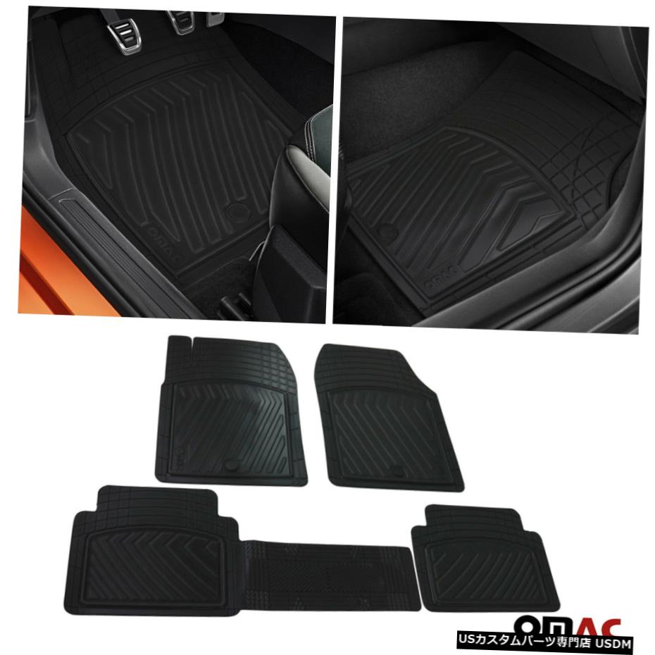 Floor Mat 3D全天候型カーフロアマットライナーセット4個ブラックフィットNissanVersa 2007-2021 3D All-Weather Car Floor Mats Liner Set 4 Pcs Black Fits Nissan Versa 2007-2021