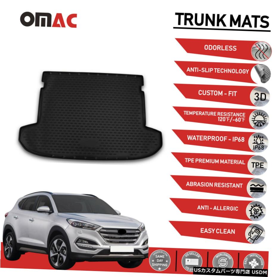 Floor Mat カーゴライナートランクフロアマットブラック3Dモールドフィットヒュンダイツーソン2016-2021 Cargo Liner Trunk Floor Mat Black 3D Molded Fits for Hyundai Tucson 2016-2021