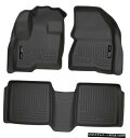 Floor Mat ハスキーウェザービーターフロント&2列目フロアライナーマットブラック09-19フォードフレックス Husky WeatherBeater F...