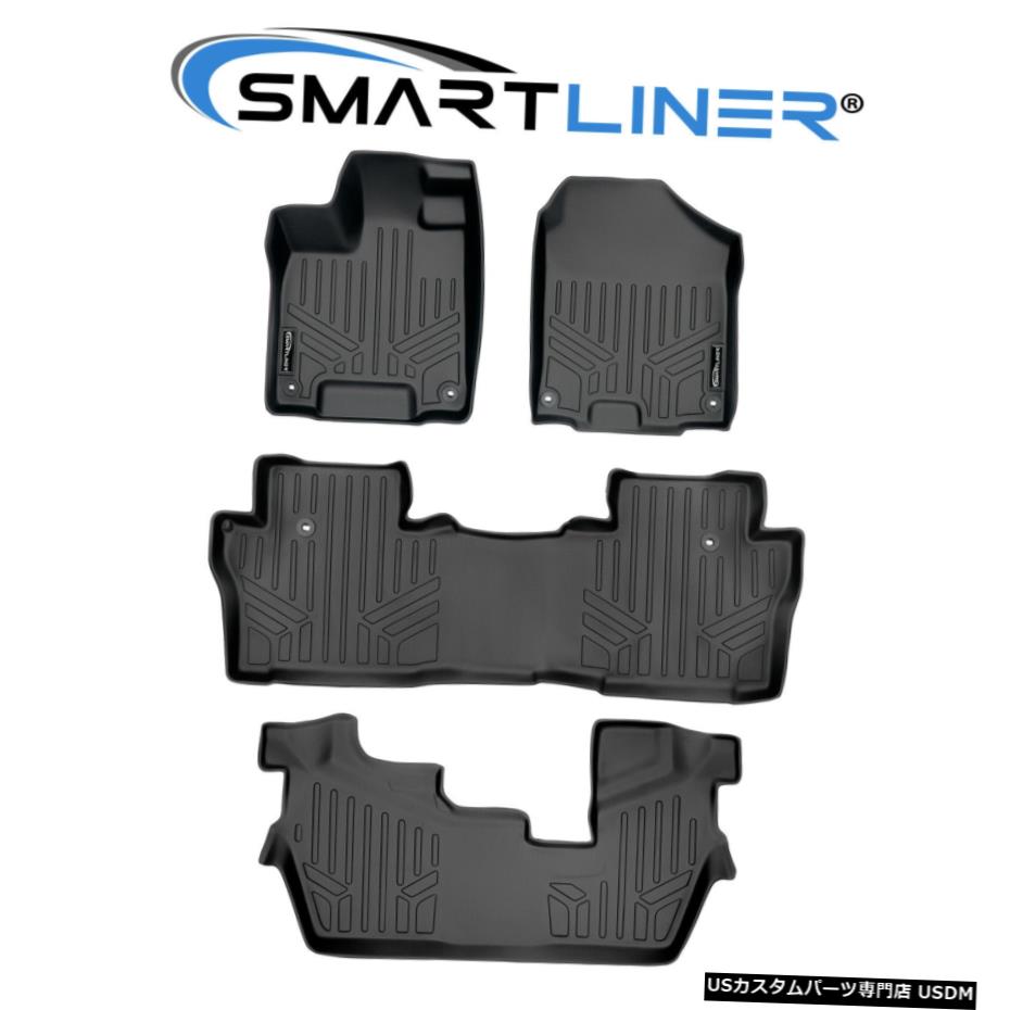 Floor Mat SMARTLINERフロアマット3列セットブラックパイロット2016-20218乗客モデル SMARTLINER Floor Mats 3 Row Set Black For Pilot 2016-2021 8 Passenger Model