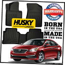 Floor Mat ハスキーウェザービーターフロント&リアフロアマットブラック2015-2019ヒュンダイソナタ Husky WeatherBeater Fro...