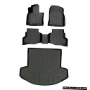 Floor Mat マツダCX-92016-2021用スマートライナーフロアマットとカーゴトランクライナーセットブラック Smartliner Floor Ma...