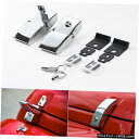 クロームメッキ 07-20ジープラングラーJKJL用クロームフードロックキャッチブラケットラッチバックルキット Chrome Hood Lock Catch Bracket Latches Buckle Kit For 07-20 Jeep Wrangler JK JL