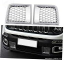 クロームメッキ ジープレネゲード2016-2018用フロントバンパーエアインテークダクトベントベゼルカバートリム Front Bumper Air Intake...
