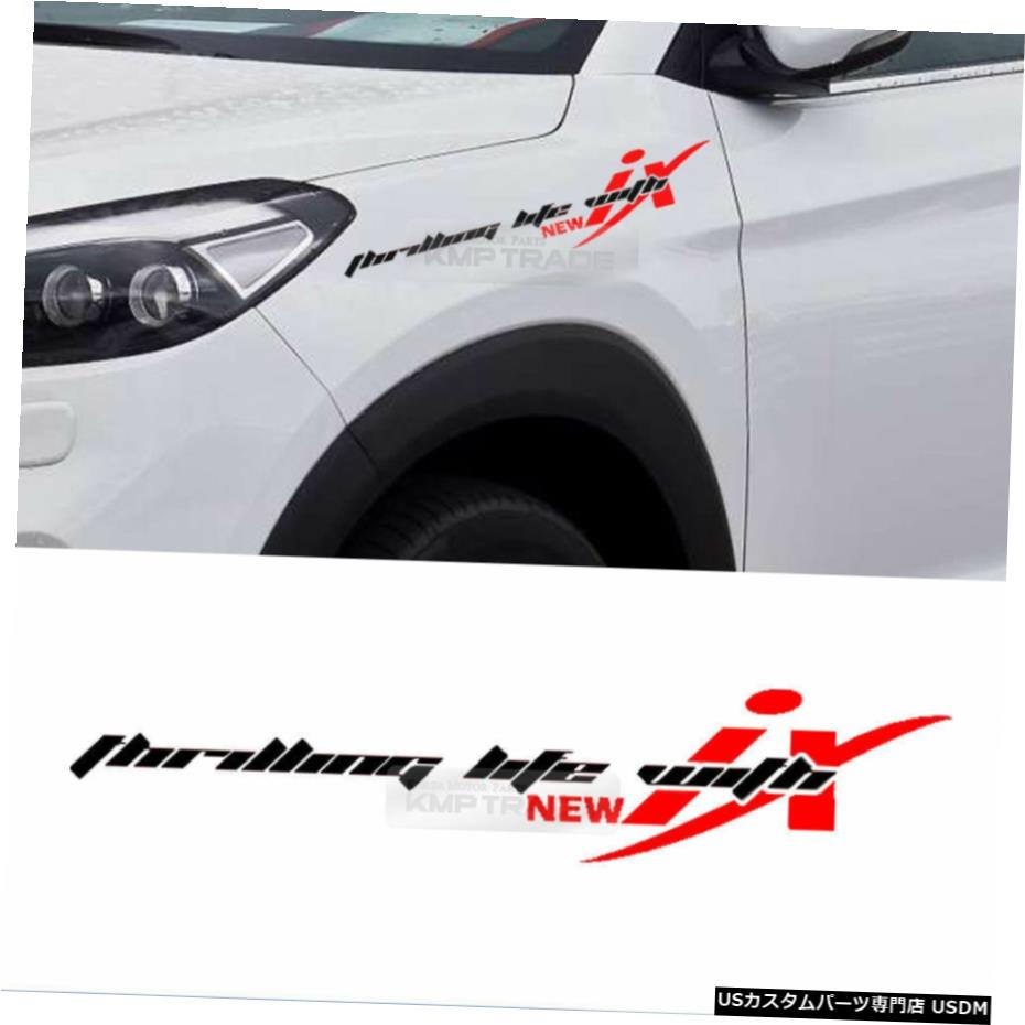 クロームメッキ ヒュンダイ14-15ツーソンix用の新しいixロゴスローガン素材デカールステッカーカバー New ix Logo Slogan Material Decal Sticker Cover For HYUNDAI 14-15 Tucson ix