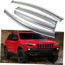 クロームメッキ 4x Car Window Visor Vent Deflector Sun/Rain Guards for Jeep Cherokee 201...