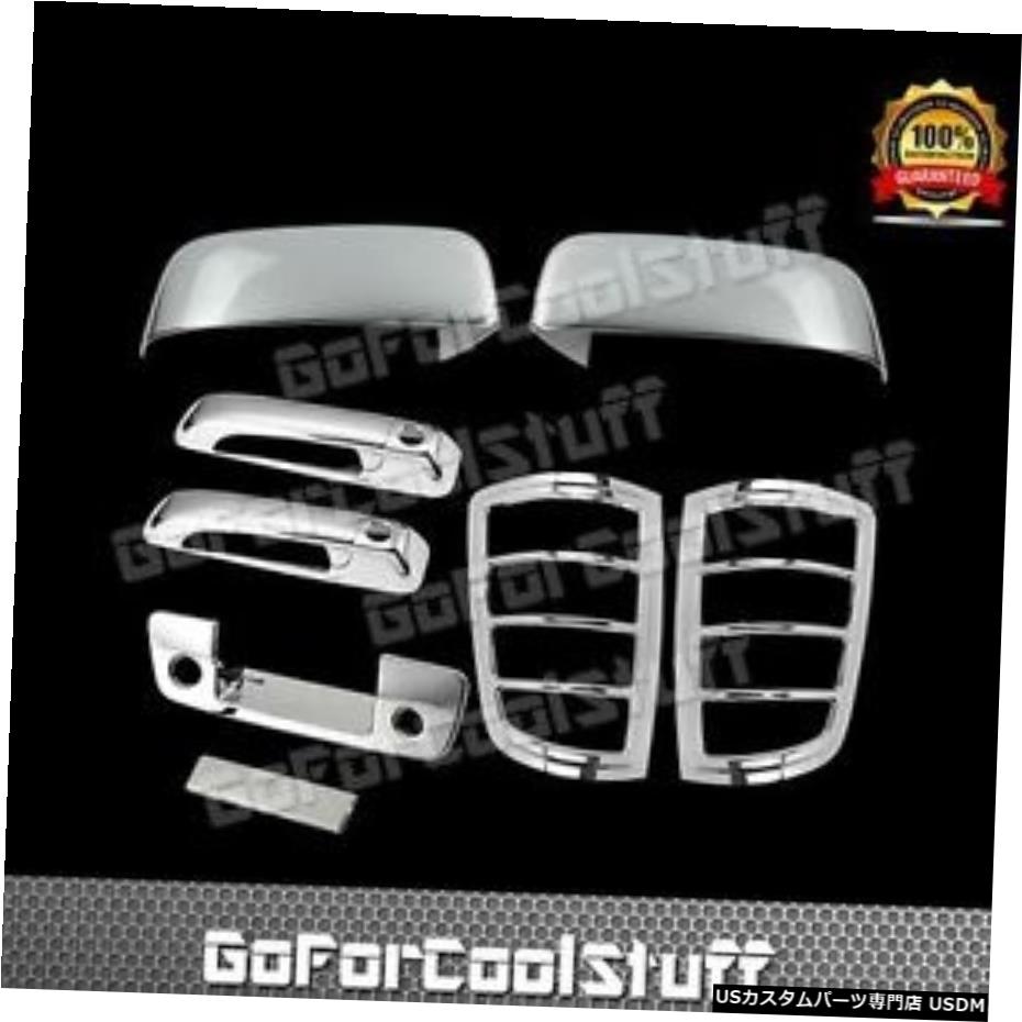 クロームメッキ フィット09-15ダッジRAMトップミラーカバー+2ドアハンドルW / PK +テールゲートW / CAM +テールライト Fit 09-15 Dodge RAM TOP MIRROR COVER+ 2Door Handle W/PK+Tailgate W/CAM+TailLight