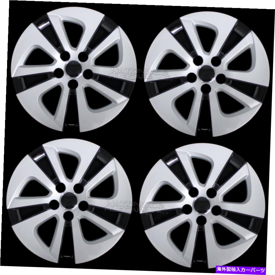 Wheel Covers Set of 4 4シルバー＆ブラック2016年から2021年のトヨタプリウス15 ホイールは ハブがフルリムスキンキャップカバー 4 Silver Black 2016-2021 Toyota Prius 15 Wheel Covers Hub Caps Full Rim Skins