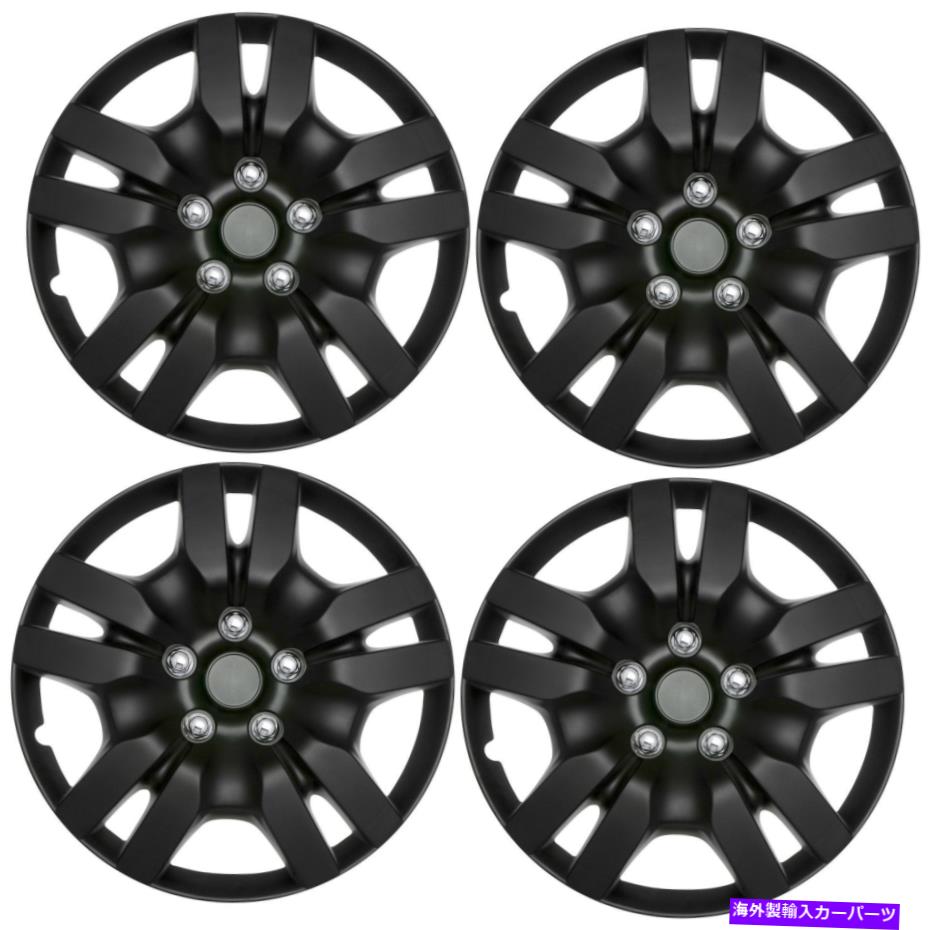 Wheel Covers Set of 4 OEMスチールホイールカバーセンターキャップカバー16 マットブラックハブキャップの4 Pcを設定 4 Pc Set of 16 Matte Black Hub Caps for OEM Steel Wheel Cover Center Cap Covers