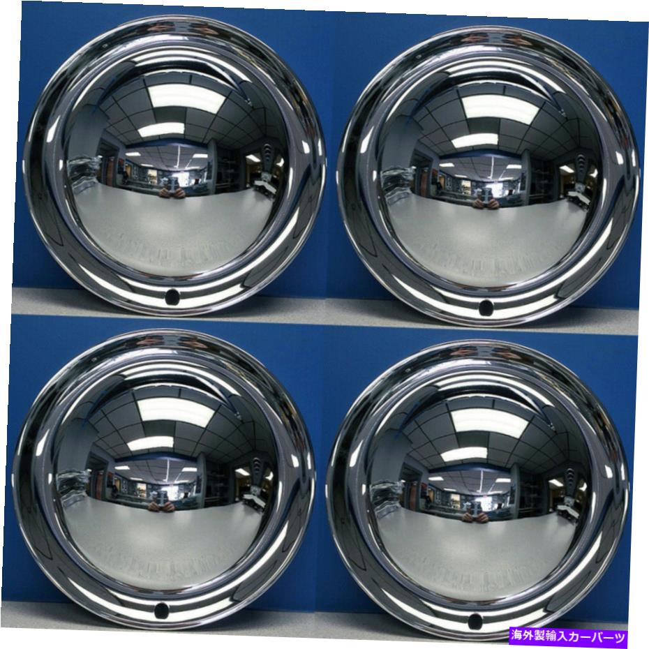 Wheel Covers Set of 4 15" 満月スムージースタイルクロム鋼ホットロッドホイールキャップホイールカバ..