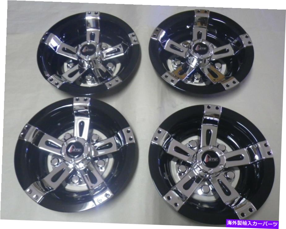 Wheel Covers Set of 4 ゴルフカートEZGOヤマハクラブカー8" マーベリックブラック| 4のクロームホイー..