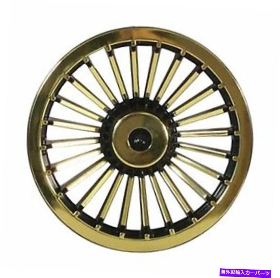 Wheel Covers Set of 4 4ゴルフカート8" ブラックとゴールドのタービンホイールカバーハブキャップのセ..