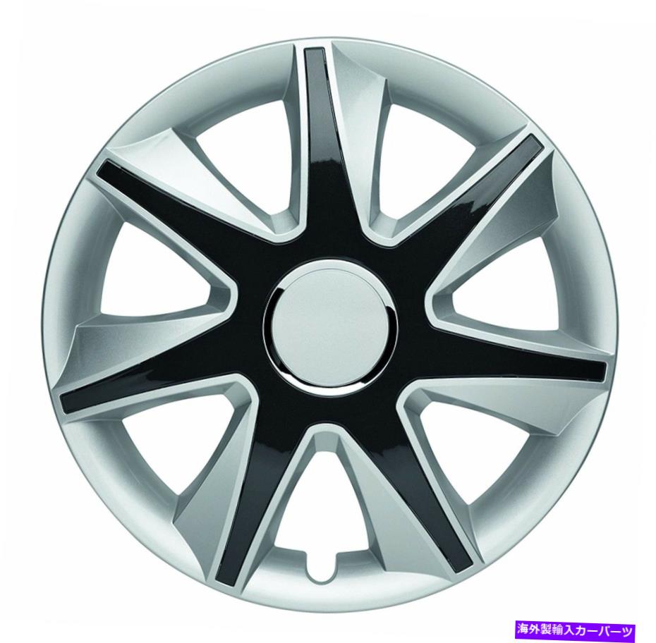 Wheel Covers Set of 4 アルブレヒト49475ランIVグロスシルバー/ブラックプラス15" ホイールカバー、（4個セット） Albrecht 49475 Run IV Gloss Silver/Black Plus 15" Wheel Cover, (Set of 4)