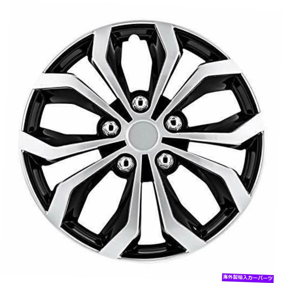 Wheel Covers Set of 4 4車のホイールカバー17インチはすべて車ブラックシルバースパイダーデザインをフィットのセット Set of 4 Car Wheel Cover 17 Inch Fits All Vehicle Black Silver Spider Design