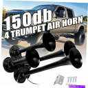 Train Horn 150デシベル4トランペット列車エアホーンキットスーパーラウド車のトラックTotocycleボートSUVブラック 150db 4 Trumpet Train Air Horn Kit Super Loud Car Truck Totocycle Boat SUV Black