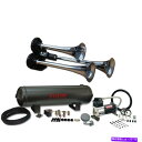 Train Horn 150PSI VIAIR 280Cコンプレッサー2.5グラムキットクロームトリプルトランペット電車エアホーン Triple Trumpet Train Air Horn with 150psi VIAIR 280c Compressor 2.5g Kit Chrome