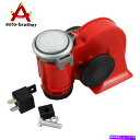 Train Horn レッドカーインテリアデュアルトーントランペットラウド・エレクトリックエアーホーンコンプレッサートラック列車 Red Car Interio...