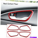 Carbon fiber Internal 4 *レッドカーボンファイバーインナードアハンドルボウルカバートリムのためにホンダシビック2016年から2019年 ...