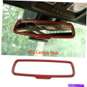 Carbon fiber Internal ダッジチャレンジャー15+ MのためにレッドカーボンファイバーABSインナーバックミラーカバートリム Red Car...