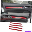 Carbon fiber Internal アウディA3 S3レッドカーボンファイバールックインナードアモールディングカバートリム4PCのために2015年から2...