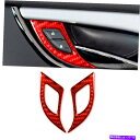 Carbon fiber Internal キャデラックATS 2013から19のためにレッドカーボンファイバーインナードアハンドルのボタンカバートリム Red...