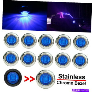 Side Marker 10倍のLEDミニ新幹線ブルーライトラウンドサイドマーカートラックトレーラー12V用3/4" インチ 10x LED Mini Bullet Blue Light Round Side Marker 3/4" Inch For Trailer Truck 12V