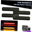 Side Marker マセラティ2004-2009のために4本のスモークレッドアンバーバンパーLEDサイドマーカーライトフィット 4PCS Smoked Re...