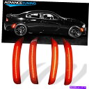 Side Marker はめあい15-21ダッジチャージャー4PCSフロント&リアLEDサイドマーカーライトランプレッドレンズ Fits 15-21 Dodge...