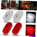 Side Marker 4本4 オーバル6LEDサイドマーカー白赤点灯信号ランプトラックトレーラーを回し 4pcs 4 Oval 6Led Side Marker White Red Lights Turn Signal Lamp Truck Trailer