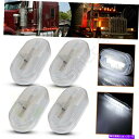 Side Marker 4倍速4 クリアレンズホワイトライト6 LEDサイドマーカーランプ信号トラックトレーラーを回し 4x 4 Clear Lens White Lights 6 Led Side Marker Turn Signal Lamp Truck Trailer