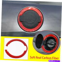 GAS TANK FUEL ダッジチャレンジャー2009から20のためにレッドカーボンファイバー燃料タンクのドアガスフィラーキャップトリム Red Carbon...