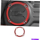 Cover Rear Trunk ジープラングラーJLについては2018-2021レッドカーボンファイバートランクスピーカーリングカバートリム For Jeep...